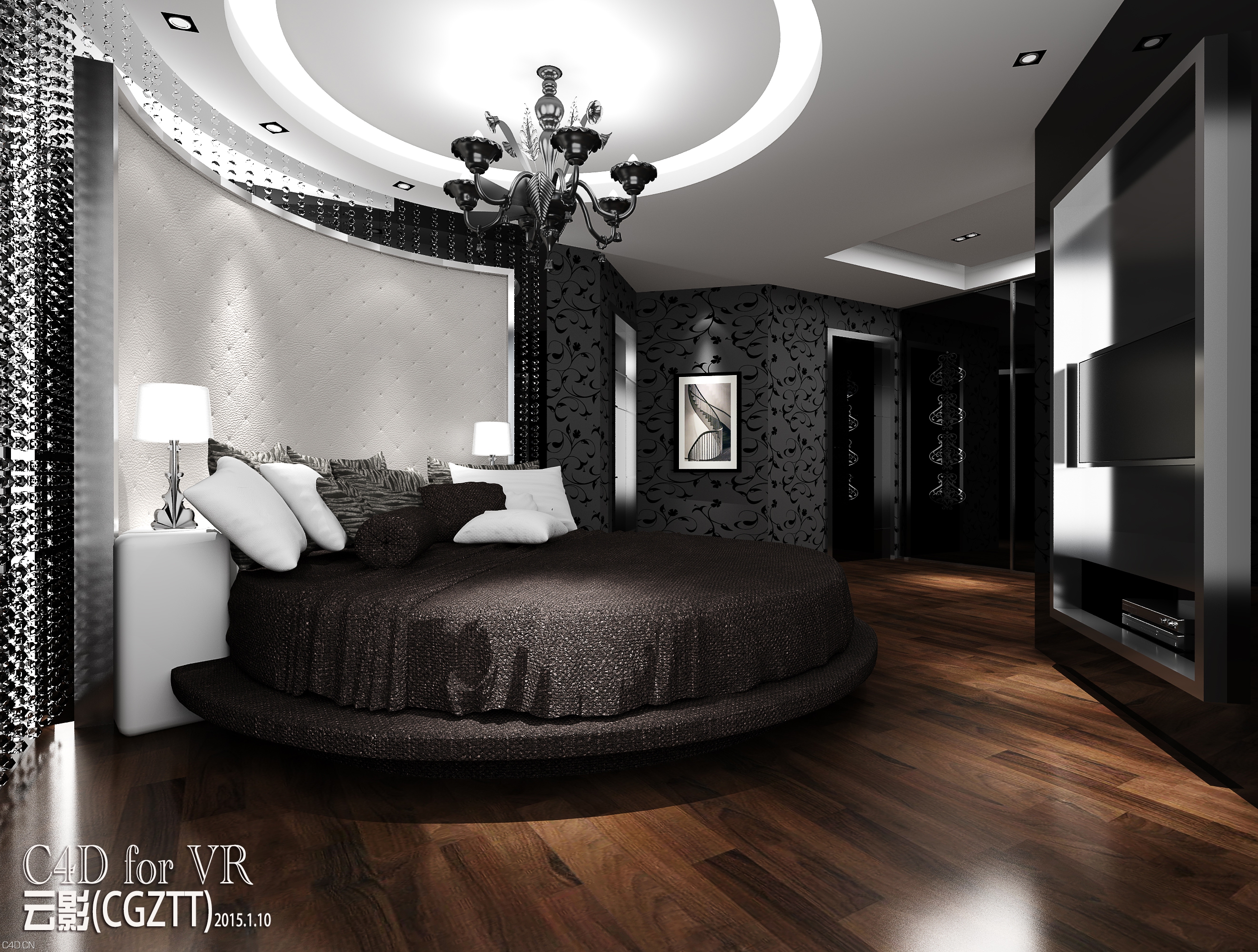 纯白灯光 冷色调 C4D for VR 室内效果图 云影ZTT