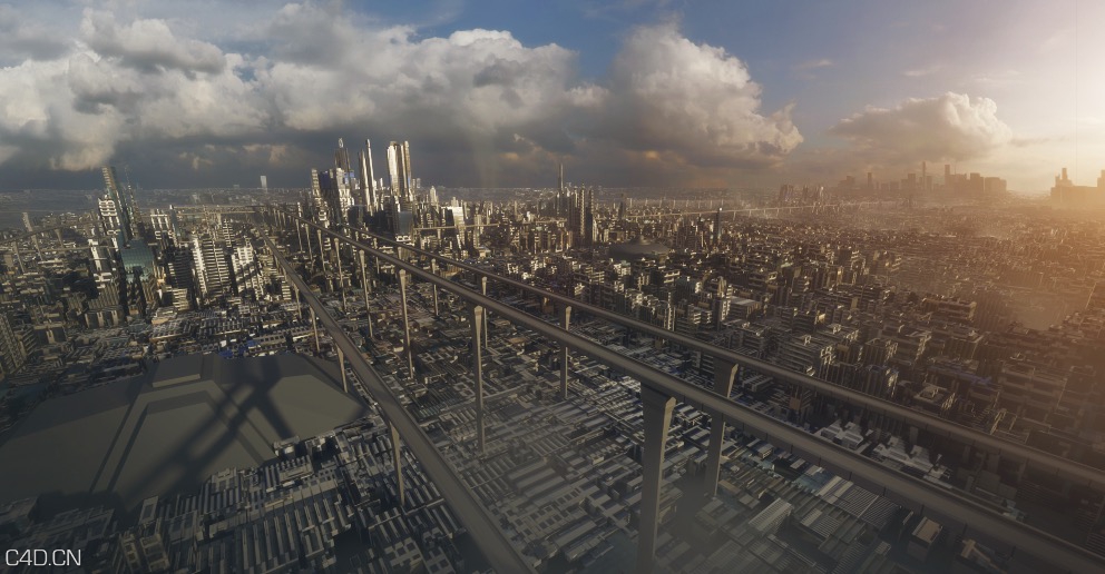 c4d制作未来城市场景教程 Structures Futuristes avec Cinema 4D