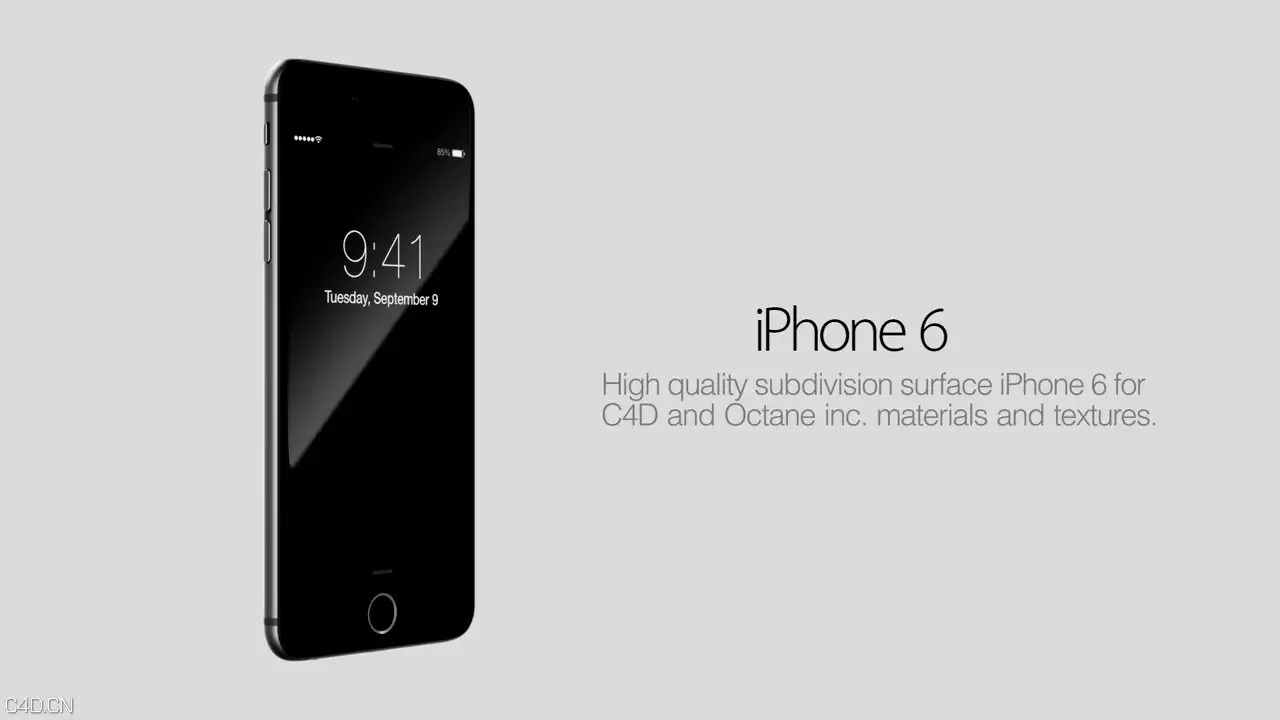 高精度细分iPhone 6手机C4D模型+OBJ+材质贴图 - C4D之家 - iPhone-6-incl.00_00_1420141028-095751-3.png