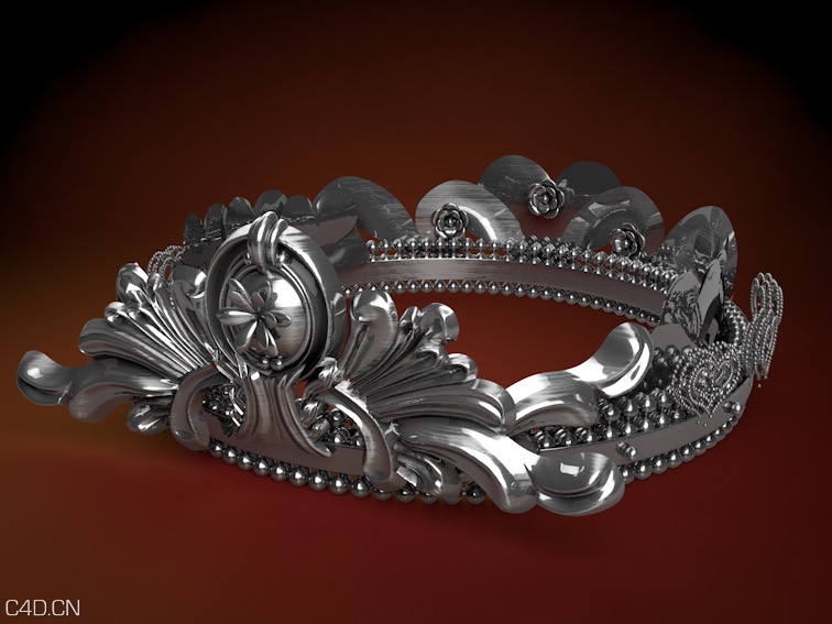 银色皇冠C4D模型 Crown 3D model
