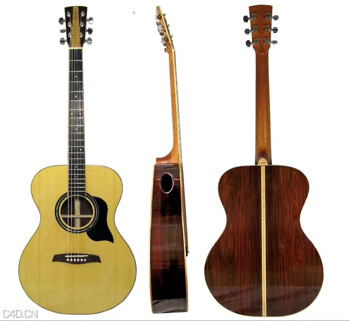 C4D吉它建模视频教程 Cinema 4D Video Tutorial- Model Guitar