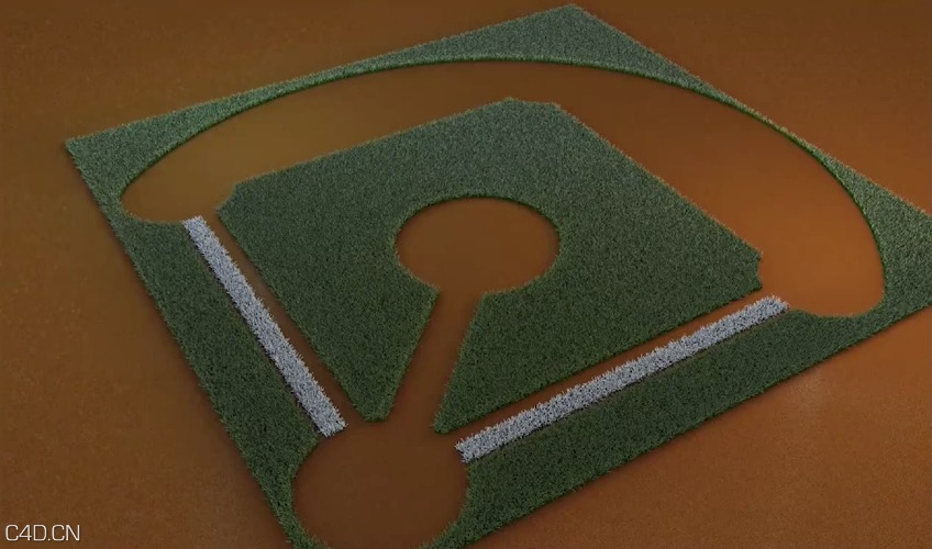 CINEMA4D/illustrator一起创建棒球和足球场草坪教程