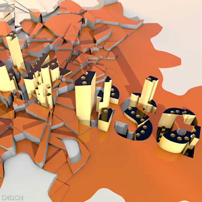 CINEMA4D文本分裂动画 Animated Broken Up Text and Geometry - C4D之家 - Thubnail400.jpg