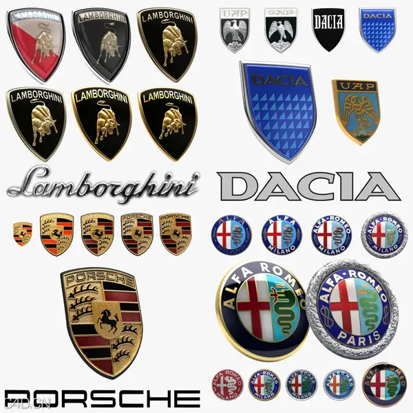 四款汽车车标C4D模型 Emblems
