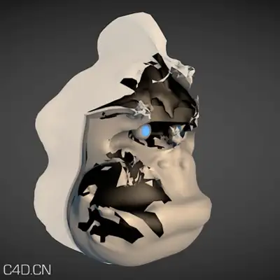 使用C4D做一个动态布料剥离的效果 Peeling Mesh - Monkey Face