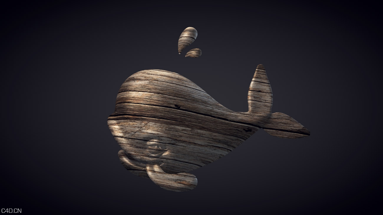 C4D给小鲸鱼贴一个木料材质 How To Create a Wood Texture With A Photo