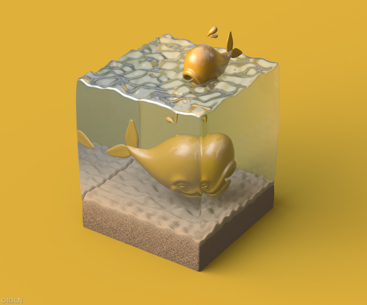 C4D创建一个卡通的鱼缸 How To Create A Water Tank Scene