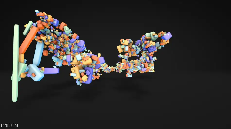 小泽C4D教程--3D粒子文字变形