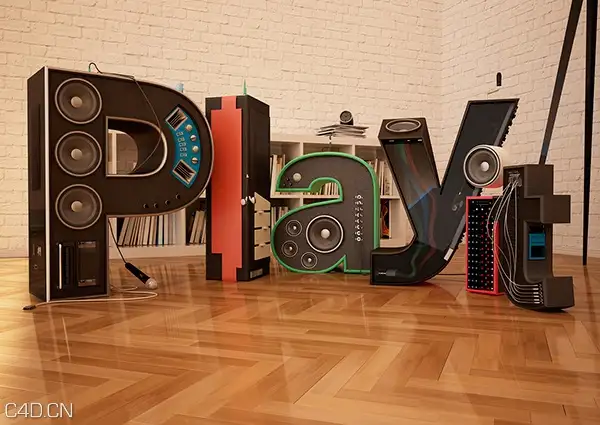C4D作品欣赏：创意字母 Play it fuck´n loud! - C4D之家 - 3cff9e6185500d7af20fb0851ad93aaf.jpg