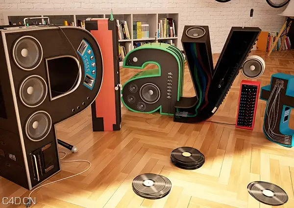 C4D作品欣赏：创意字母 Play it fuck´n loud! - C4D之家 - e604f41205b83380a89f909102851cd0.jpg