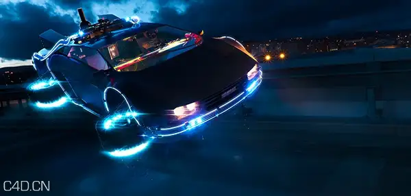 C4D作品欣赏：科幻战车 The Arrival Of DeLorean - C4D之家 - 8e5b29b7cdabe10b6429f5a4b25b4c26.jpg