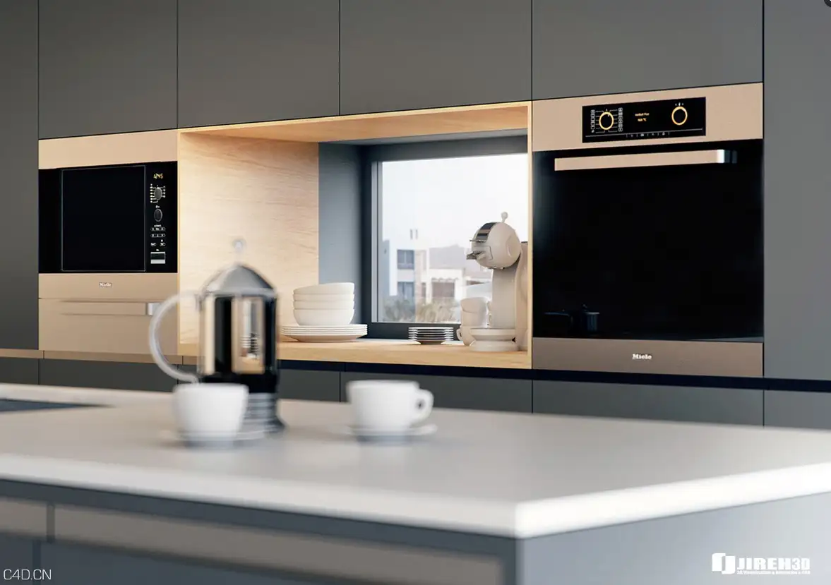 C4D室内作品欣赏：厨房餐厅 Minimalist Kitchen - C4D之家 - cinema4d_ 2015-01-23 22.50.23.jpg