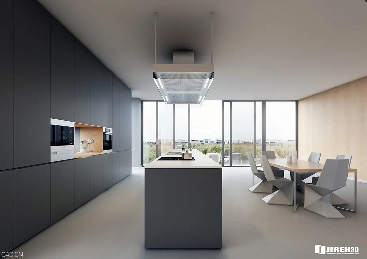 C4D室内作品欣赏：厨房餐厅 Minimalist Kitchen - C4D之家 - cinema4d_ 2015-01-23 22.50.16.jpg