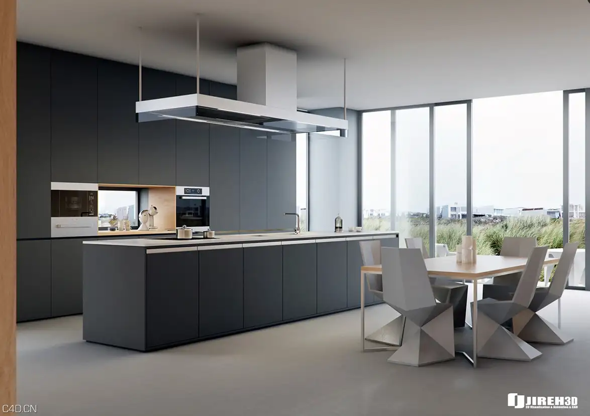 C4D室内作品欣赏：厨房餐厅 Minimalist Kitchen - C4D之家 - cinema4d_ 2015-01-23 22.48.59.jpg