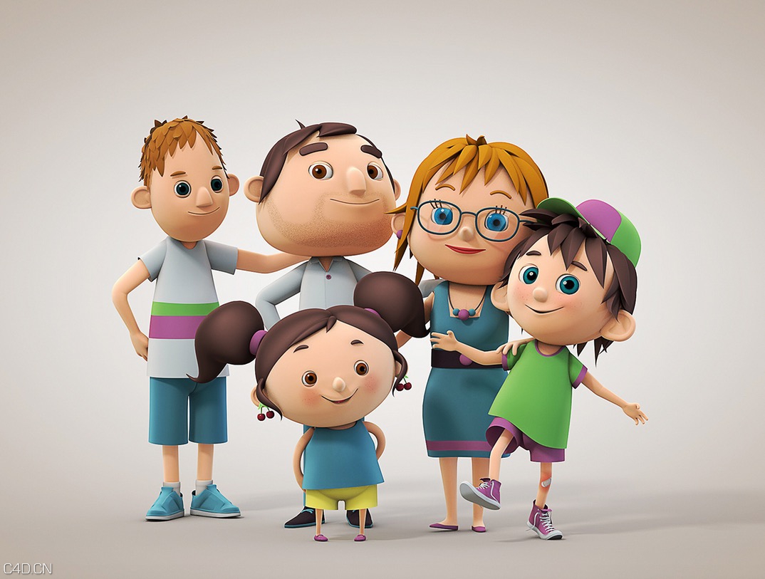 C4D作品欣赏：家庭成员卡通形象 Famille 3D / 3D Family - C4D之家 - cinema4d_ 2015-01-23 22.58.53.jpg