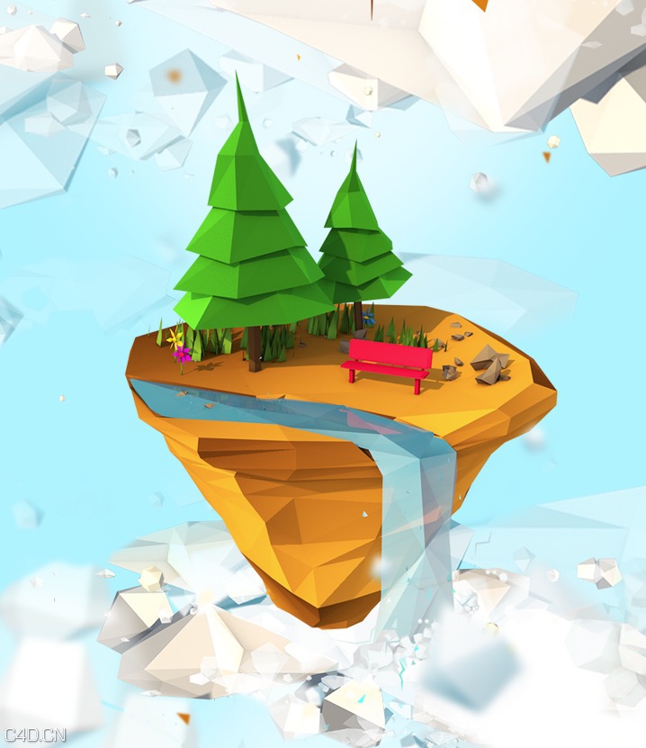 C4D作品欣赏：低面多边形场景模型 Islands - C4D之家 - cinema4d_ 2015-01-23 23.30.34.jpg