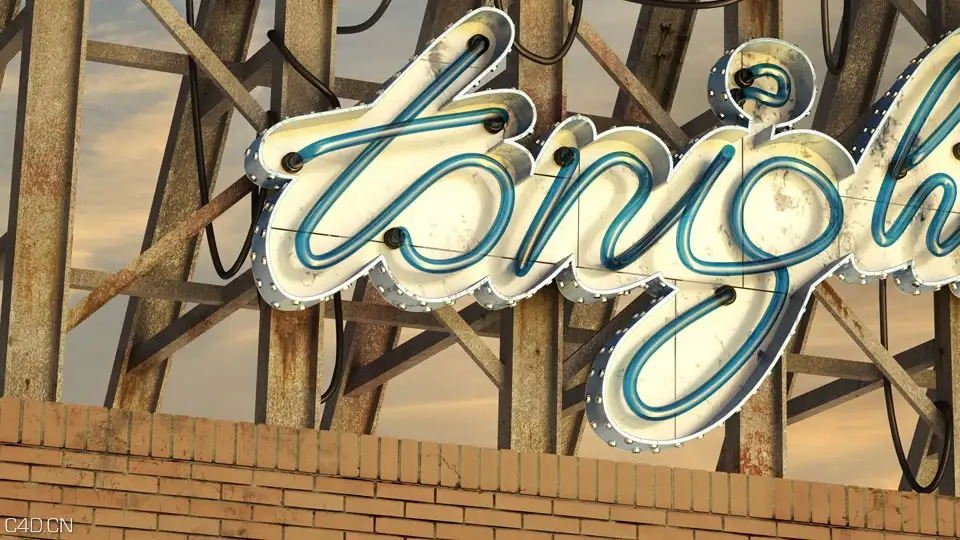 C4D作品欣赏：霓虹灯字广告牌 FAIL TONIGHT - FREE ILLUSTRATION - C4D之家 - detail-01-02.jpg