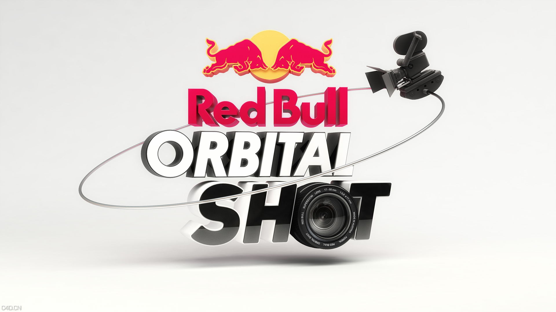 C4D作品欣赏：《红牛》栏包镜头静帧 RED BULL – ORBITAL SHOT 3D-LOGO