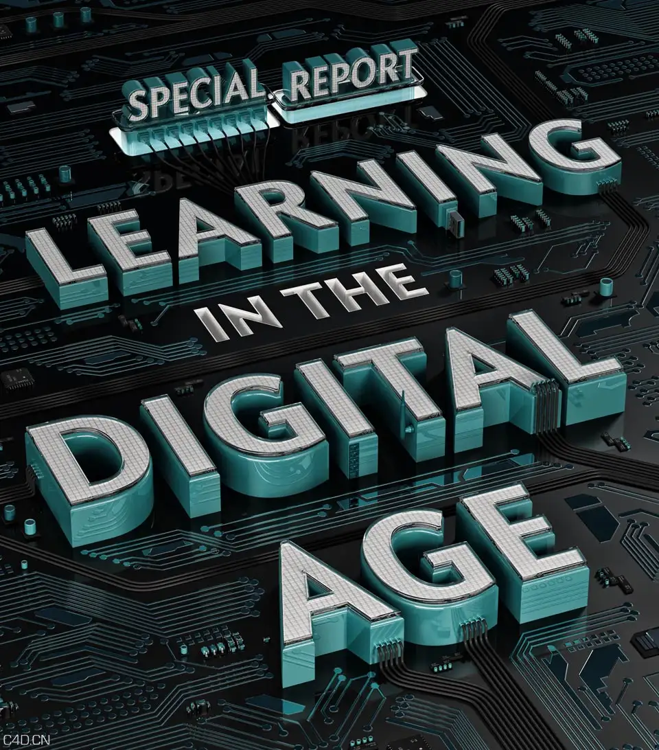 C4D作品欣赏：主板上的文字 SCIENTIFIC AMERICAN – LEARNING IN THE DIGITAL AGE - C4D之家 - detail-01-01.jpg