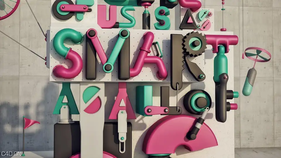 C4D作品欣赏：卡通文字组合广告 BSSP – None Of Us Is As Smart As All Of US - C4D之家 - detail-01-02.jpg