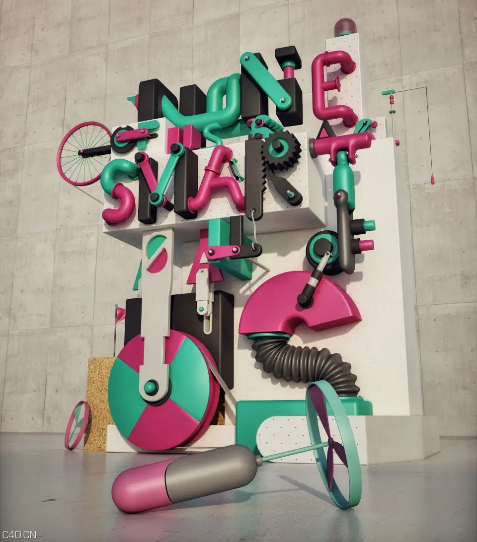 C4D作品欣赏：卡通文字组合广告 BSSP – None Of Us Is As Smart As All Of US - C4D之家 - detail-01-01.jpg