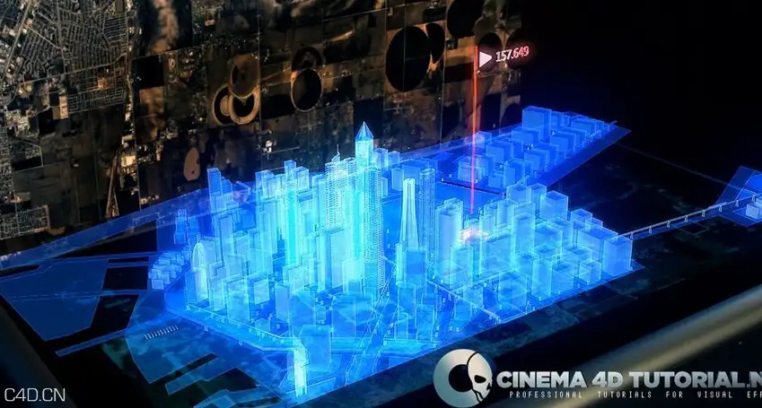 CINEMA 4D全息城市教程 cinema 4d hologram city tutorial