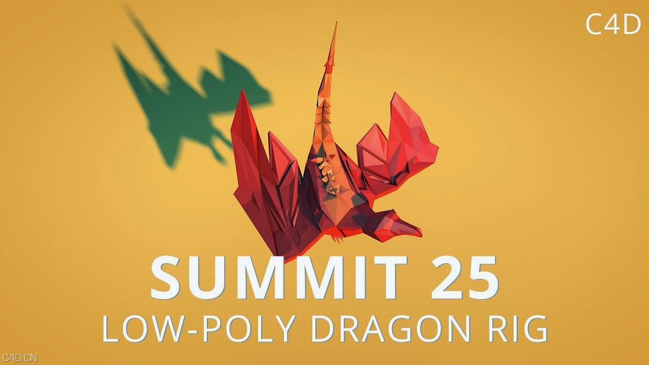 C4D创建低面多边形飞鸟动画教程 Low-Poly Dragon Rig Cinema 4D