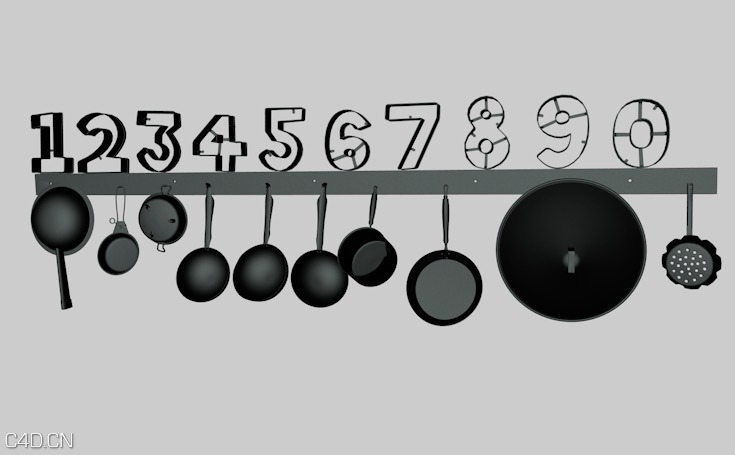 10种厨具合集C4D模型（平底锅/炒菜锅/汤锅/漏勺）