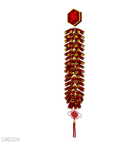 一串鞭炮C4D模型 fire cracker 3d models