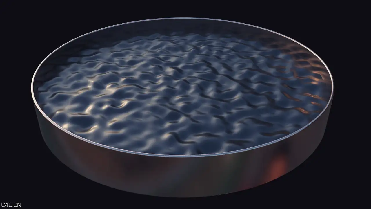 C4D创建水面波纹效果 How to make a distressed liquid Sound Wave Effect