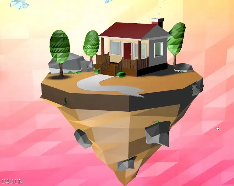 CINEMA4D创建一个低面多边形的孤岛场景 Cinema 4D Low Poly Island Tutorial