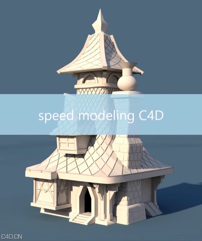 C4D城堡建模教程 speed modeling C4D-warcraft architecture