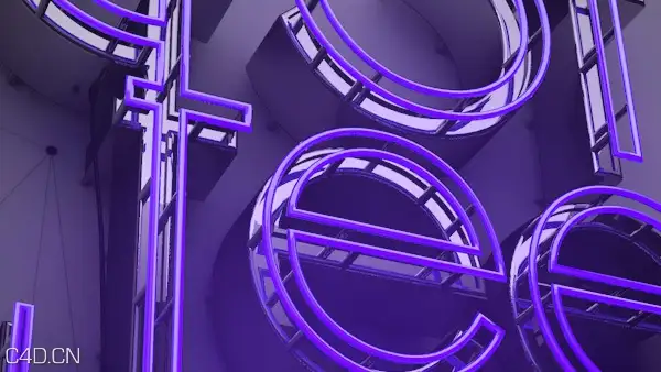 C4D作品欣赏：紫色霓虹灯文字创意设计 personal project Neon