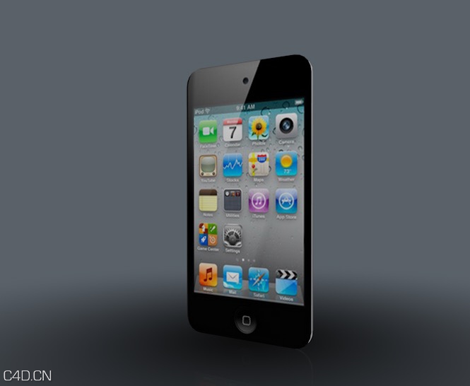 苹果影音：ipod C4D模型 iPod Touch 4G 3d model