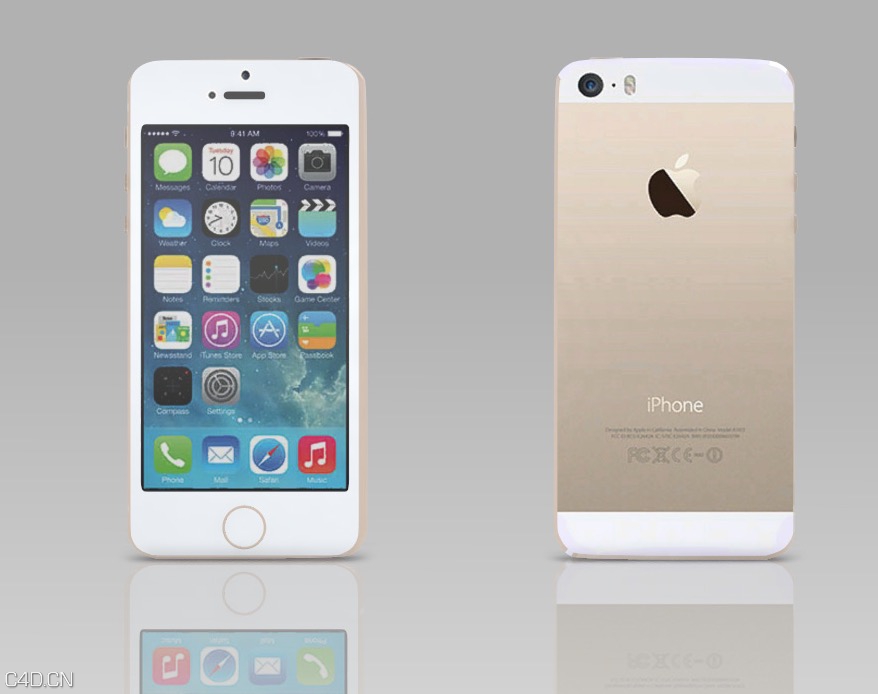 苹果手机：iphone 5s土豪金版C4D模型 - C4D之家 - cinema4d_ 2015-02-04 01.18.55.jpg