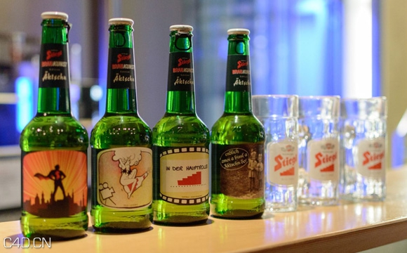 C4D玻璃酒瓶写实渲染中文字幕教程