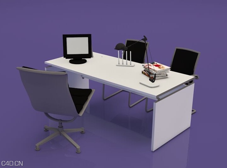 办公电脑桌椅C4D模型组合 Office computer tables and chairs 3D model