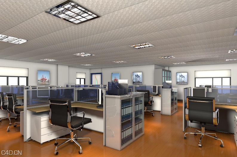 办公室场景C4D模型 Office 3D model