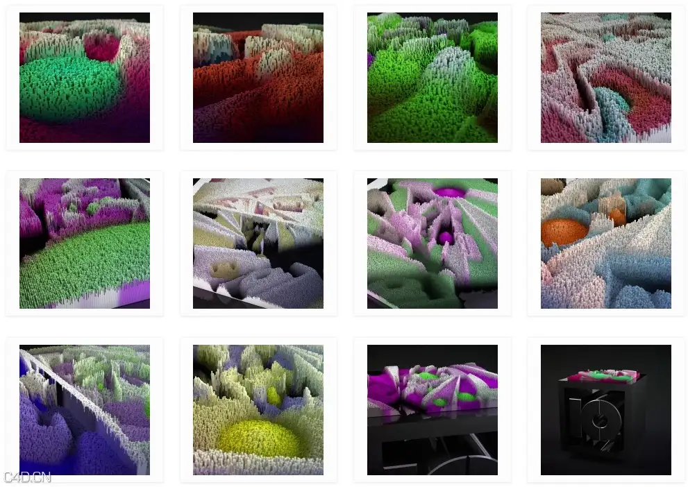 C4D矩形针地形动画工程文件