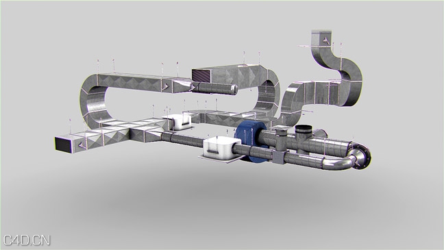 C4D通风管道模型插件预设 The Pixel Lab Air Duct Generator for Cinema 4D含教程