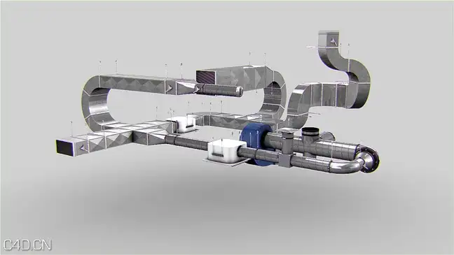 C4D通风管道模型插件预设 The Pixel Lab Air Duct Generator for Cinema 4D含教程