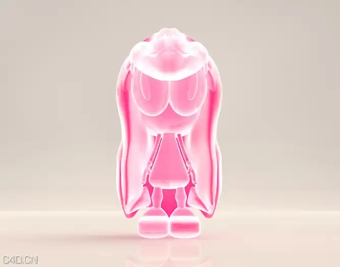 长发大眼女孩卡通玩偶C4D模型