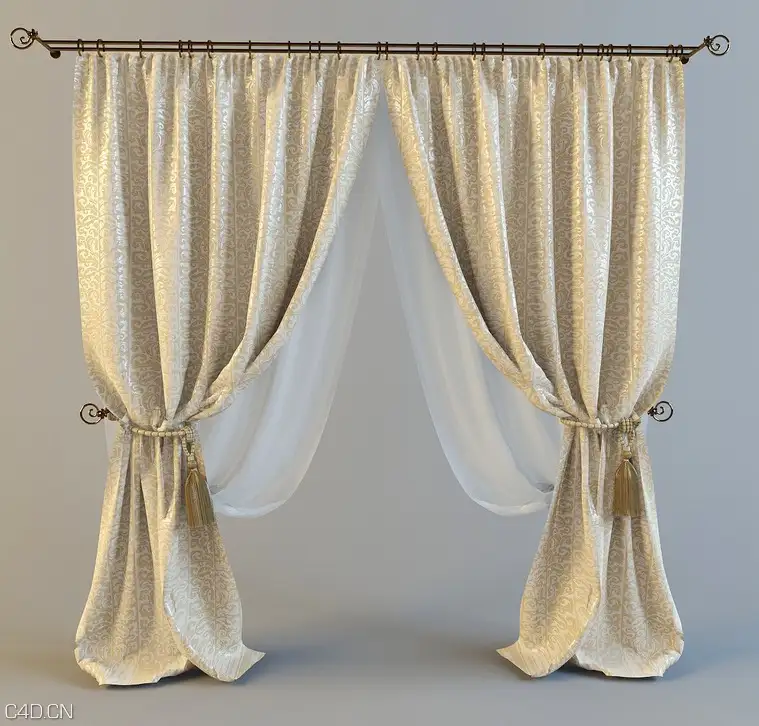 窗帘C4D模型 3D model of curtain
