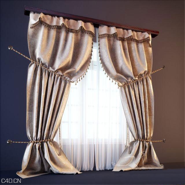 窗帘C4D模型 Window curtains 3D model