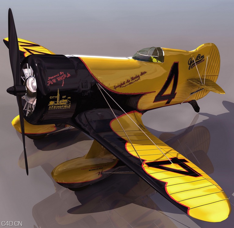 螺旋桨飞机C4D模型 GEEBEE 035 3d model
