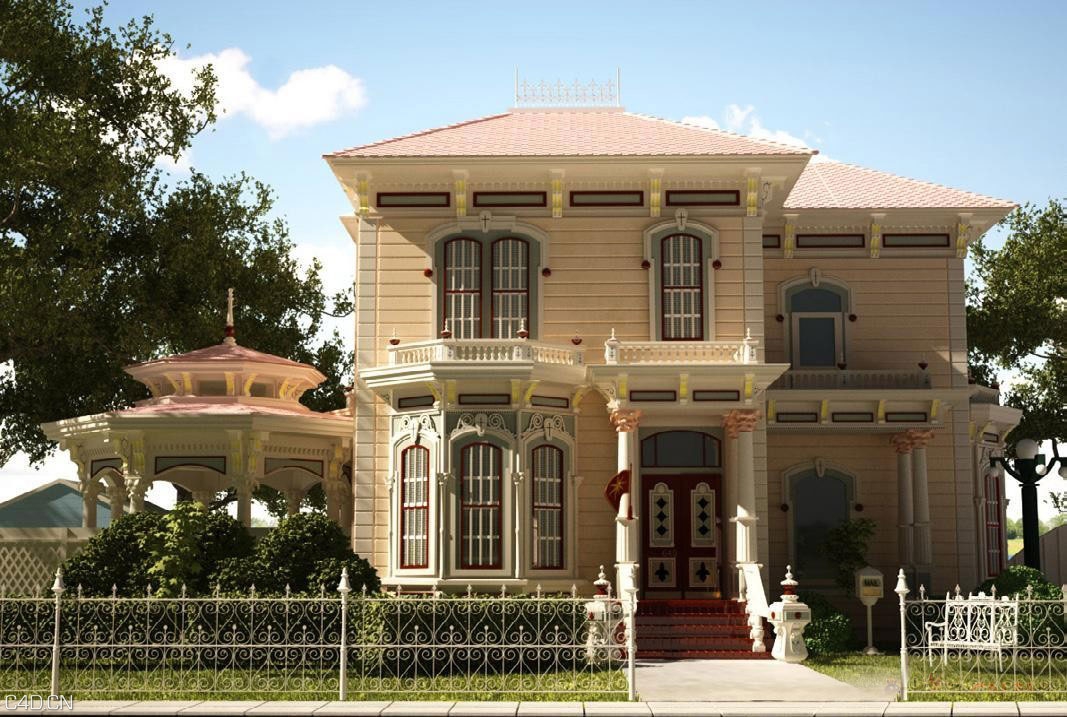 欧式单体别墅C4D模型 Villa 3D model - C4D之家 - 171538p55xvxbldvuquu9x.jpg