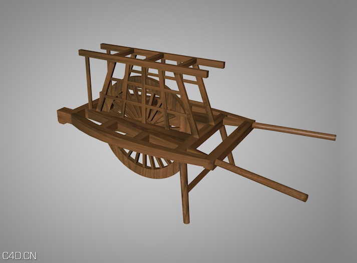 独轮车C4D模型 Wheelbarrow 3D model
