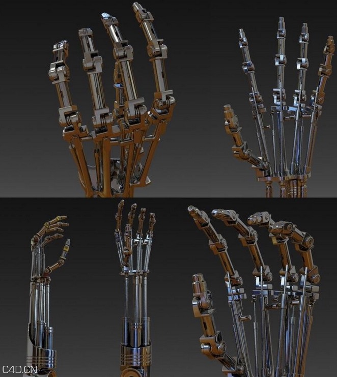 《终结者》机器人液压机械手臂C4D模型 terminators t-800 Arm