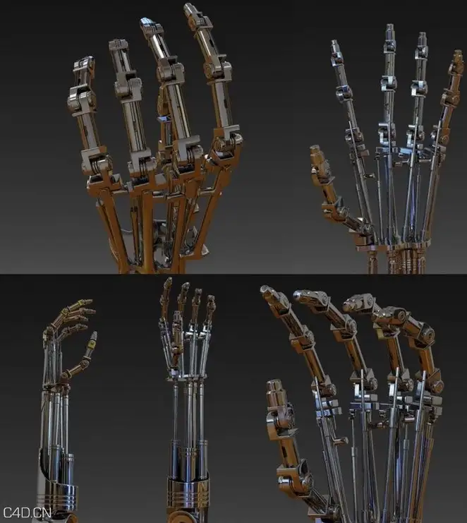 《终结者》机器人液压机械手臂C4D模型 terminators t-800 Arm