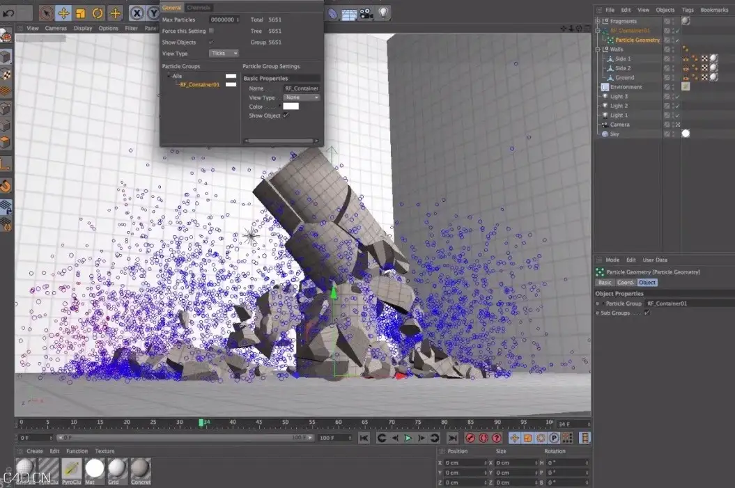 RealFlow与C4D导入导出演示教程